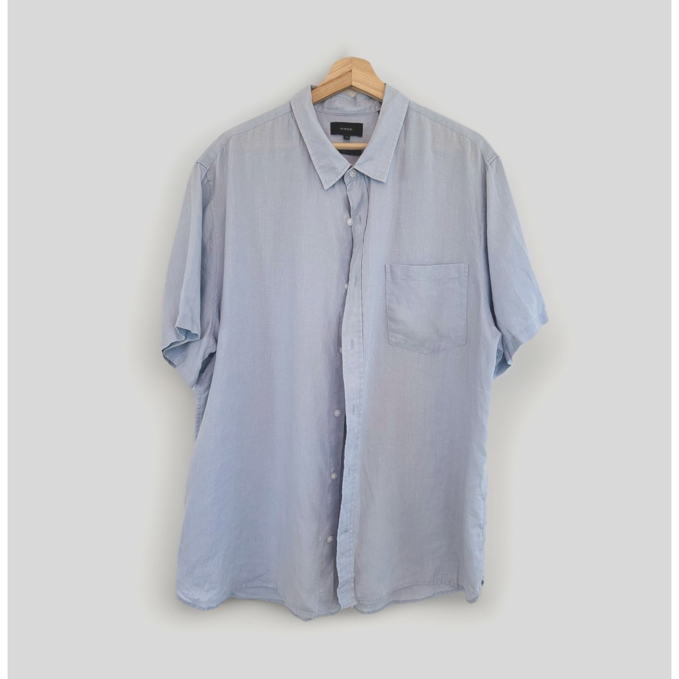 Vince Classic Fit Linen Short Sleeve Button Up Shirt Men's Size Xxl Light Blue